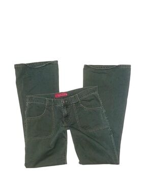 Y2k green low rise cargo flare jeans
